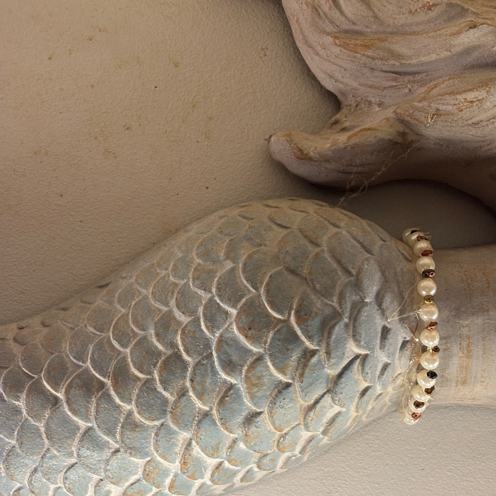 Huge MERMAID SCULPTURE 25x10 with pearls starfish jewelry - Picture 11 of 16